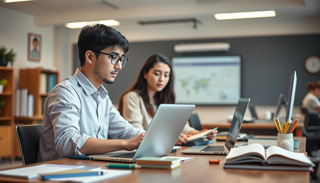 Students working in research laboratory